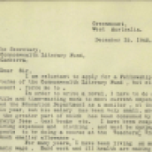 Letter to the Commonwealth Literary Fund, held by National Archives